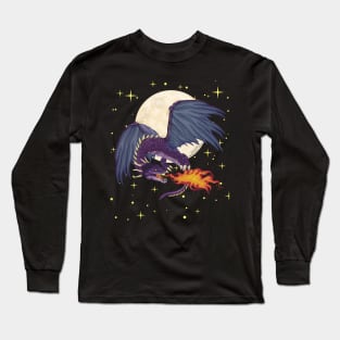 Purple Dragon Full Moon Fantasy Novelty Gift Long Sleeve T-Shirt